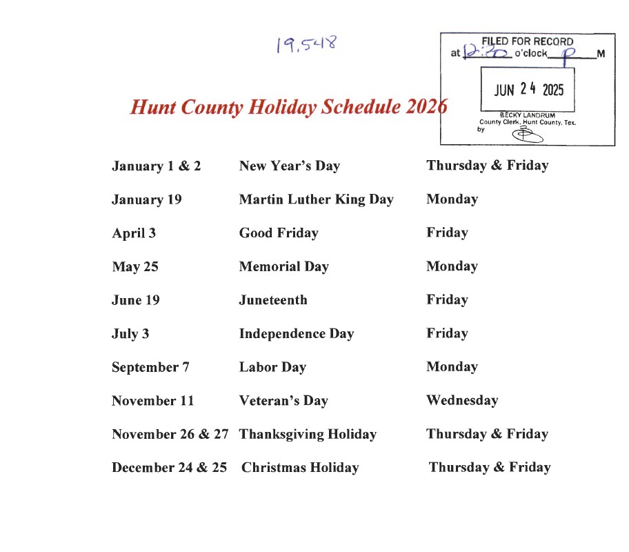 2026 Holidays